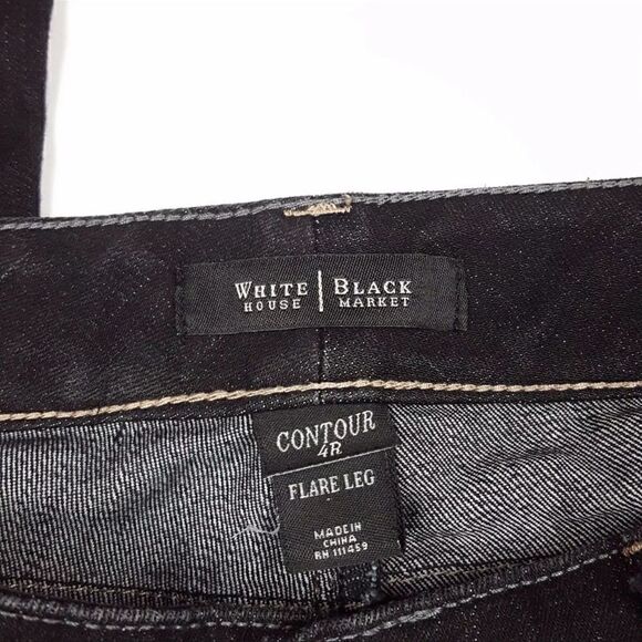 WHBM Size 4R Contour Flare Leg Black Wash Denim Jeans Embellished Bling Pockets - Picture 9 of 9